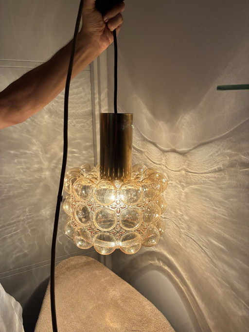 Lampada a sospensione in vetro a bolle Helena Tynell per Limburg, anni '60