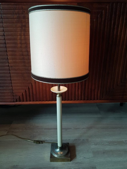 Kullmann Vintage Brass Textile Table Lamp - Original Condition