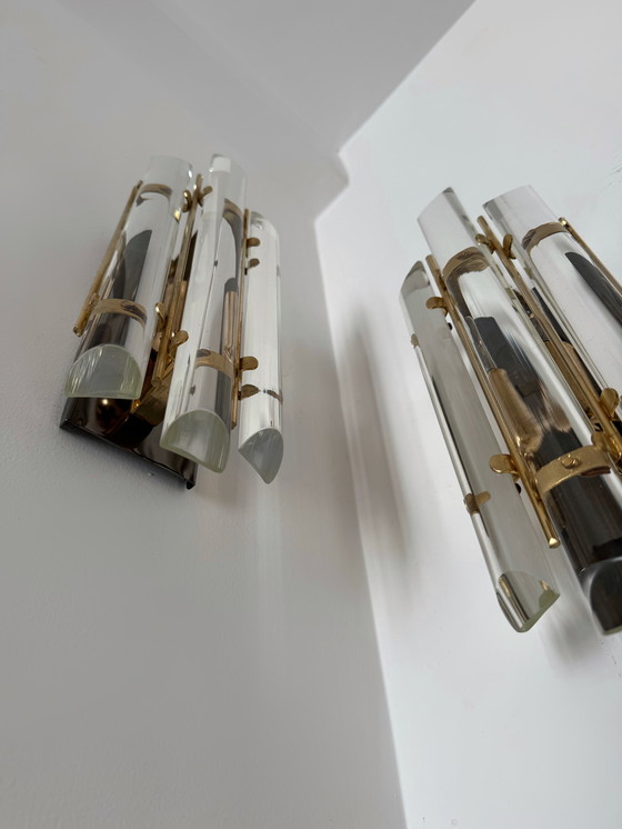 Image 1 of Wandleuchten aus Kristallbaguette aus den 1980er Jahren
