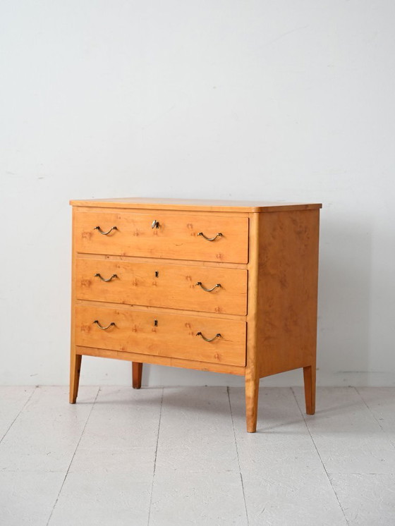Image 1 of Vintage Scandinavische ladekast in berkenhout