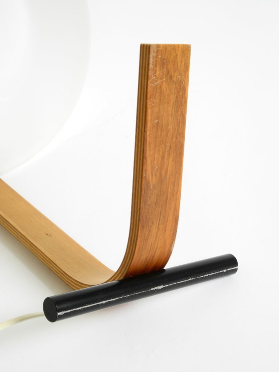 Image 1 of Lampada da tavolo originale Space Age anni '60 in compensato con paralume in plastica di Temde