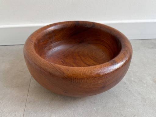 1 grand bol/bol à fruits vintage en teck massif – schalen, Wood (photo 2 of 5)