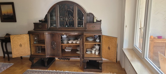 Credenza antica con piano espositivo – inizio XX secolo – Credenze con vetrina, Wood, Brass (photo 8 of 15)
