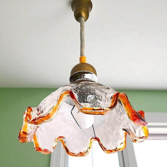 Image 1 of Large Murano glass retractable hanging lamp in style of Carlo Mason for Mazzega, 1960s