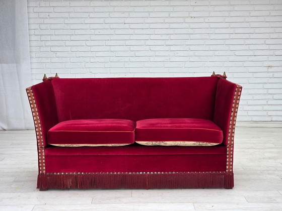 Image 1 of Divano danese "spagnolo" degli anni '70, rivestimento in velluto, gambe in legno di frassino.