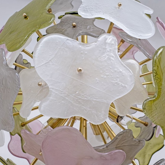 Image 1 of Italienischer Sputnik-Kronleuchter aus Muranoglas in Pastellfarben und poliertem Messing