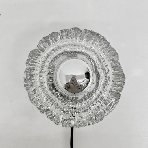 Dicke strukturierte Eisglas Wandleuchte Flush Mount von Peill & Putzler, 1970er Jahre