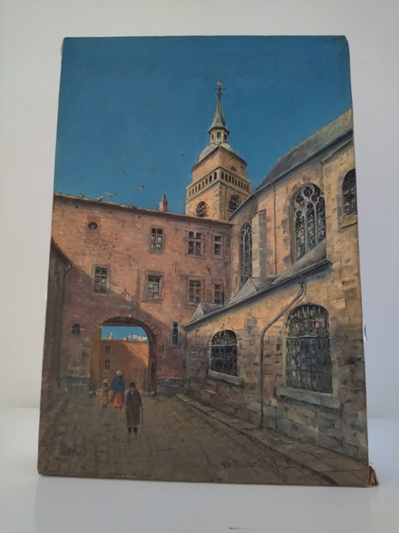 Painting, Old Painting by Hans Franz Edmund Killian - dated 1907, Art, Wood, Canvas, Blue (photo 10 of 13)