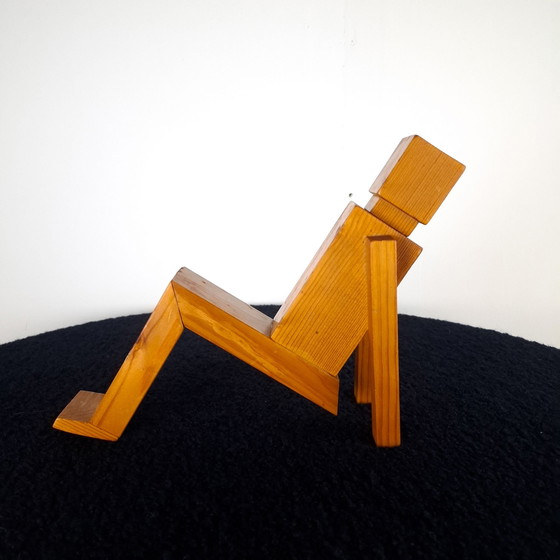 Figura geometrica minimalista vintage in legno di pino, Sculture, Marrone (foto 7 di 14)