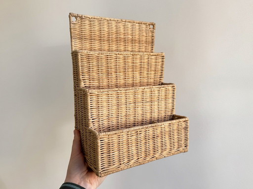 Vintage-Schreibtisch- oder Wandorganizer aus Rattan