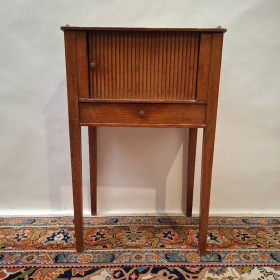 Antiek Hollands Potten- Of Nachtkastje Van Massief Eikenhout Uit De Periode Rond 1800 (Louis Seize-Stijl) (photo 2 of 11)