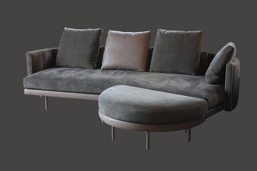 Minotti Torii sofá 250cm + puf cuero / ante
