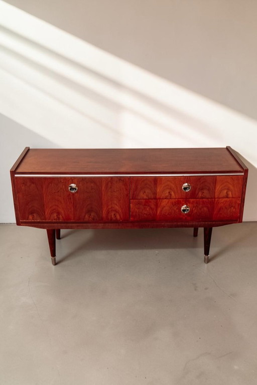 Vintage Dressoir Jaren 60 Van Palissander Fineer Met Chromen Greepjes – Wood