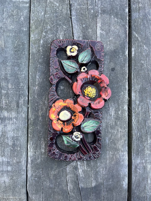 Vintage fat lava flowers wall panel