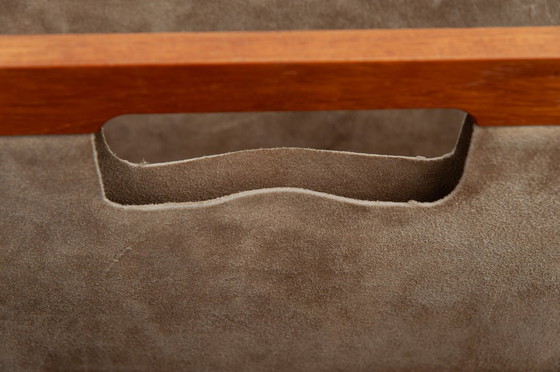 Image 1 of Teak and leather newspaper rack by Aksel Kjersgaard (1960s)