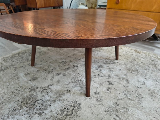 Image 1 of Vintage round solid oak coffee table