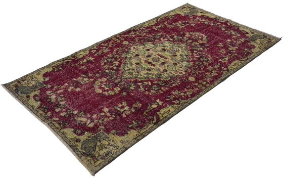 Vintage Turkish Oushak Rug 254 × 130 cm – Burgundy Medallion Wool Rug – Rugs & carpets (photo 8 of 10)