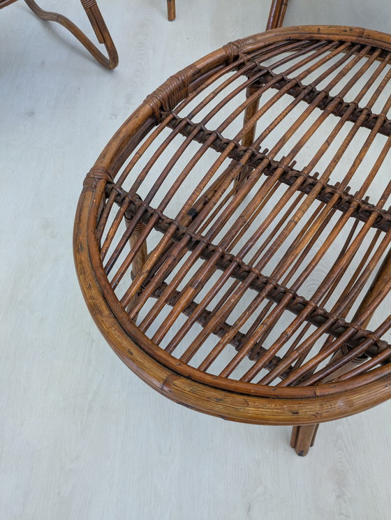 Image 1 of Salon en bambou - Fauteuils, table basse et porte-manteau - Vintage