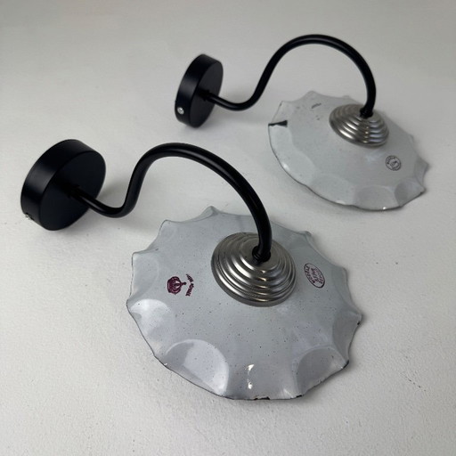 PAIR OF ANTIQUE SWAN NECK WORKSHOP WALL LIGHTS