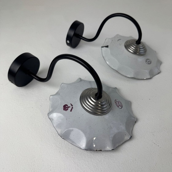 Image 1 of COPPIA DI APPLIQUE ANTICHE A COLLO DI CIGNO DA OFFICINA