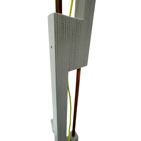 Op maat gemaakte grijze houten vloerlamp met koperkleurige kop – Vloerlampen, Metal, Rubber (photo 15 of 20)