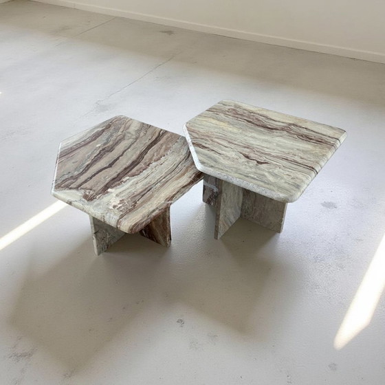 Image 1 of Vintage marmeren nesting tables, Italië 1970