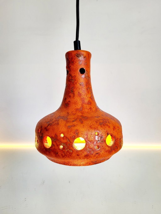 Lampada a sospensione Fat Lava in ceramica, tonalità arancioni, anni '50