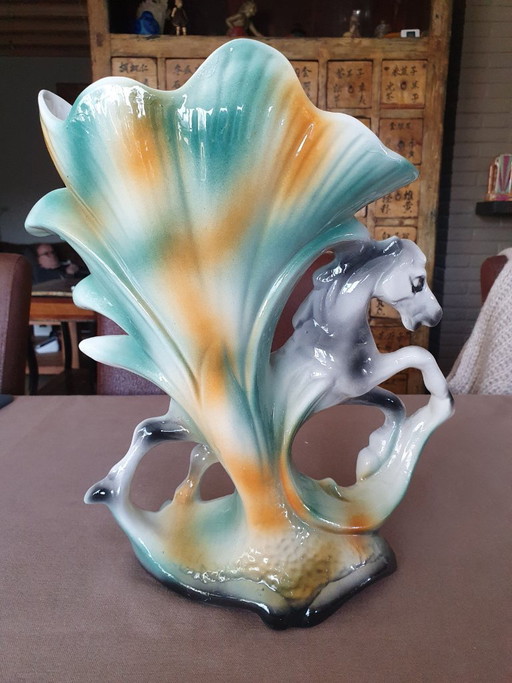 Vintage Italian Pegasus vase-ceramic-19th century 33 cm