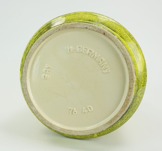 Image 1 of 1960s bay keramik VASE relief flower decor green yellow black model 76 40 WGP