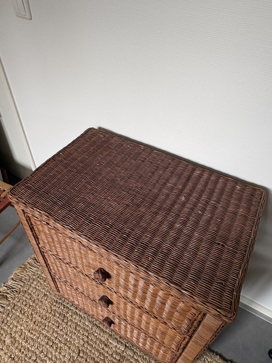 Image 1 of Cassettiera vintage in rattan | stile boho | Fasciatoio a 3 cassetti