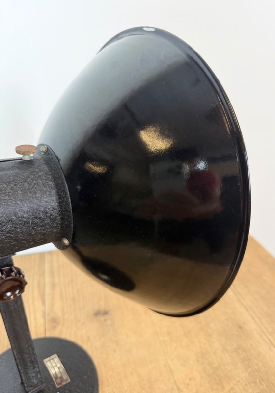 Vintage Industrial Black Enamel Table Lamp from EB, 1950s – Iron (photo 11 of 17)