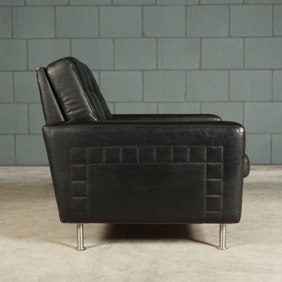 Fauteuil vintage en cuir noir des années 1970 – Leather, Metal (photo 4 of 13)