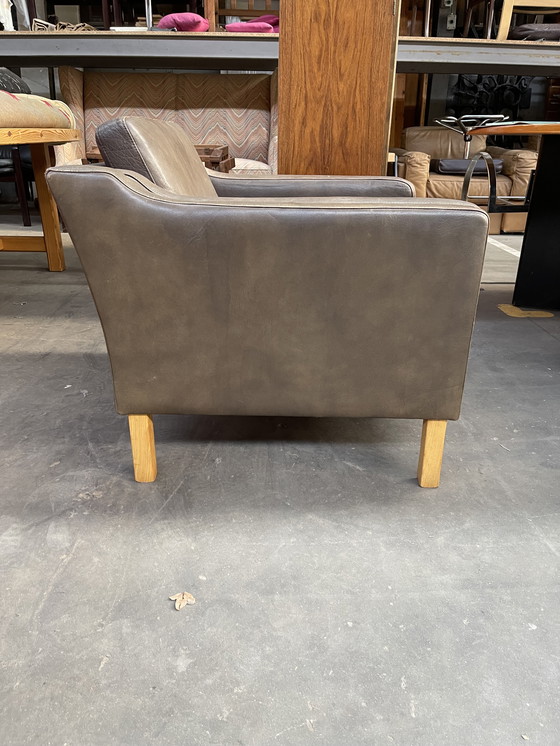 Image 1 of Brauner Ledersessel im skandinavischen Design aus den 1970er Jahren