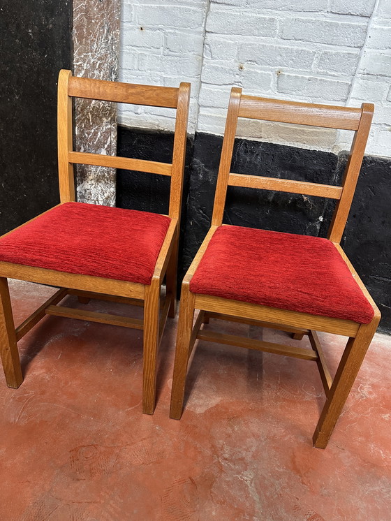 Image 1 of Exclusieve Set van 2 Vintage Engelse Eikenstoelen | G.H. & S. Keen (High Wycombe) | Mid-Century Ambacht