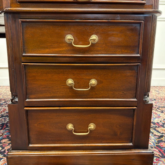 Groot Klassiek Engels Chesterfield Bureau Partnerdesk – Schreibtisch, Leder, Holz (photo 14 of 21)