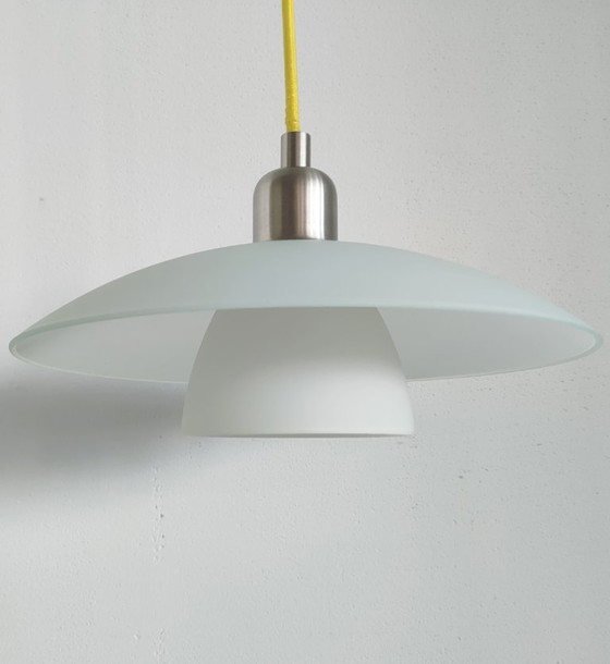 Image 1 of Vintage/Retro 'Nordic style' diffuus matwit glazen plafondlamp