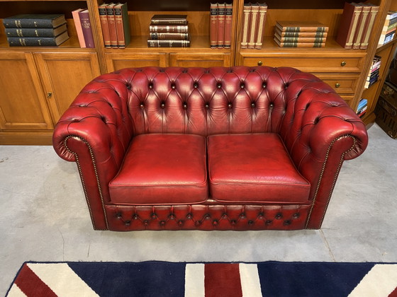 Chesterfield 3+2 Zit Bankstel Oxblood Rood – winchter, Banken, Leather (photo 5 of 7)