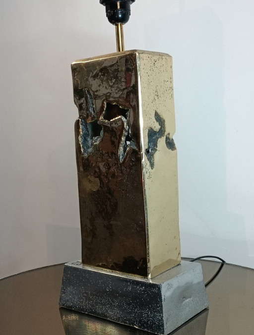 Lampe Brutaliste en Bronze par David Marshall 1980