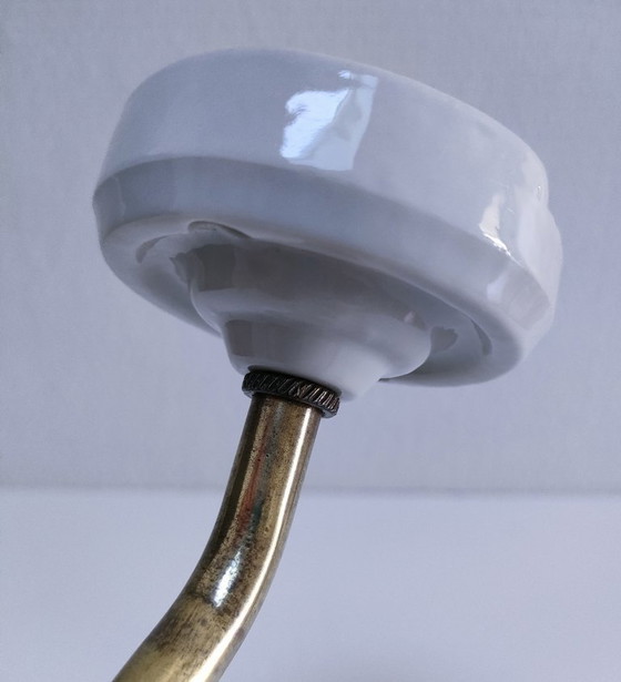 Image 1 of Opalen wandlamp, messing en porselein, begin 20e eeuw