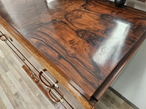 Image 1 of 1940s Art Decò sideboard in walnut burl with mirror