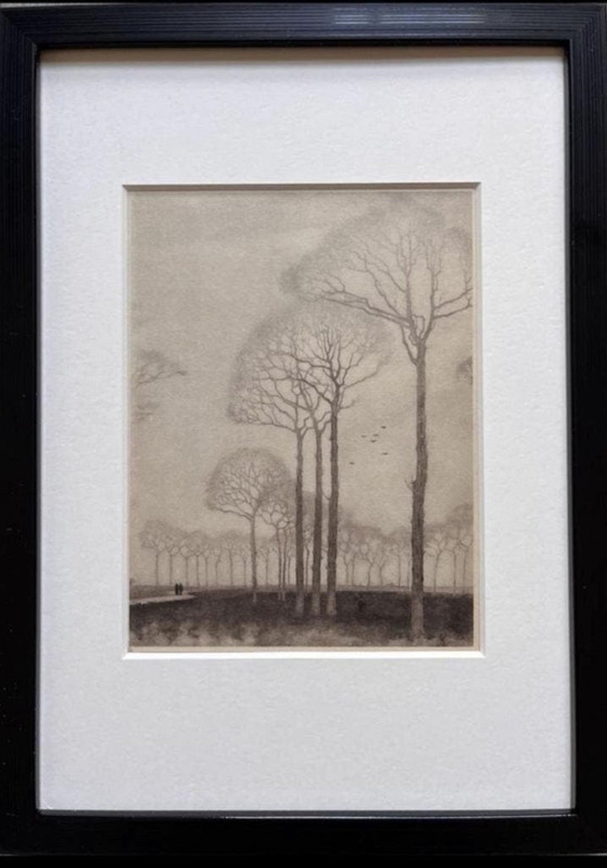 Jan Mankes 1889-1920 / Heliogravure Bomenrij 1927 – Litho's & Zeefdrukken, Paper (photo 6 of 7)