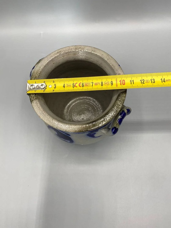 Salt-glazed stoneware grease pot – Cobalt decoration – Alsace or Lorraine – France & Daverkosen, Crockery (photo 4 of 5)