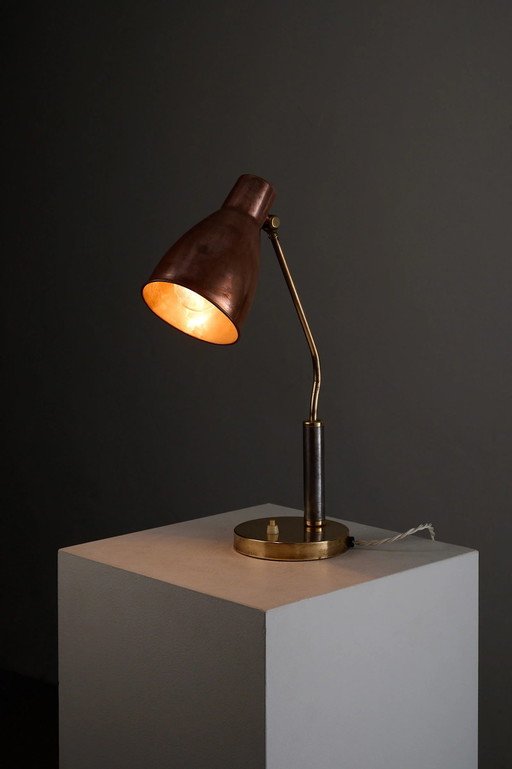 Lampe de bureau Mid-Century Modern en cuivre et laiton, Europe, années 1950