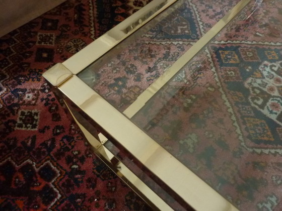 Image 1 of TAVOLINO DA CAFFÈ IN VETRO E OTTONE