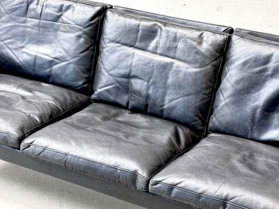 Image 1 of Canapé de style mid-century en palissandre et cuir de vachette noir, signé Hans Olsen pour Vatne Møbler, 1960