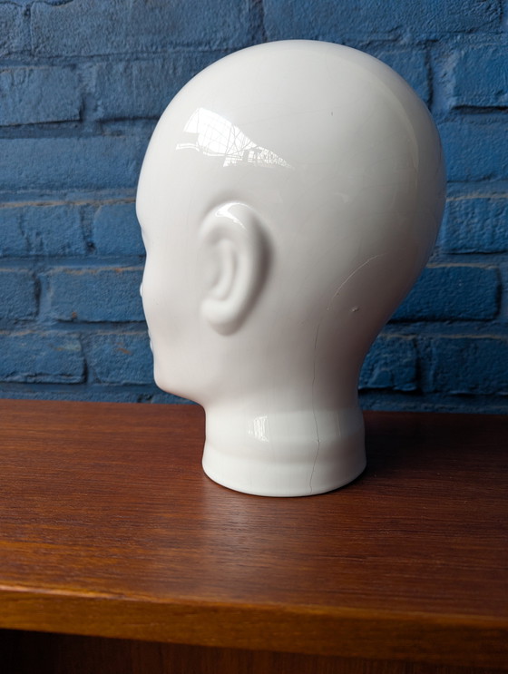 Image 1 of Testa di manichino vintage bianca - Ceramica