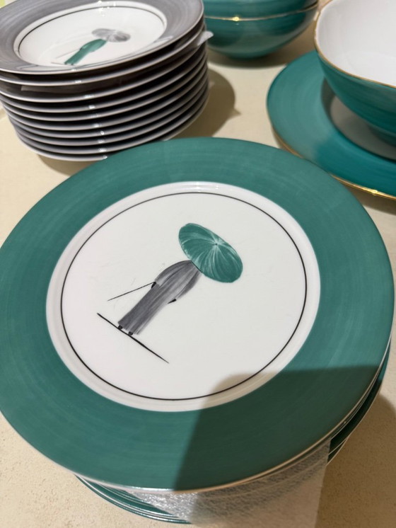 Image 1 of Molecot green and grey dinnerware – large set (41 pieces) The complete lot has a very high original value (≈ €5,400) Dinnerware