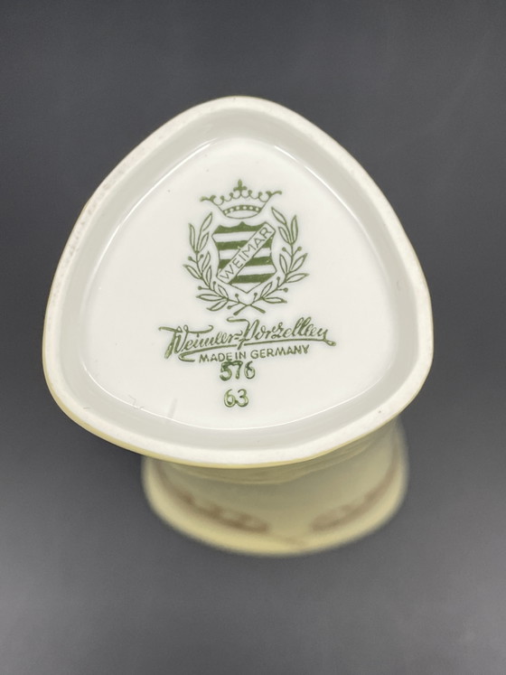 Weimar Porzellan Vaas 576 – Geel met Gouden Decor, vintage – Vazen, Porcelain (photo 6 of 6)