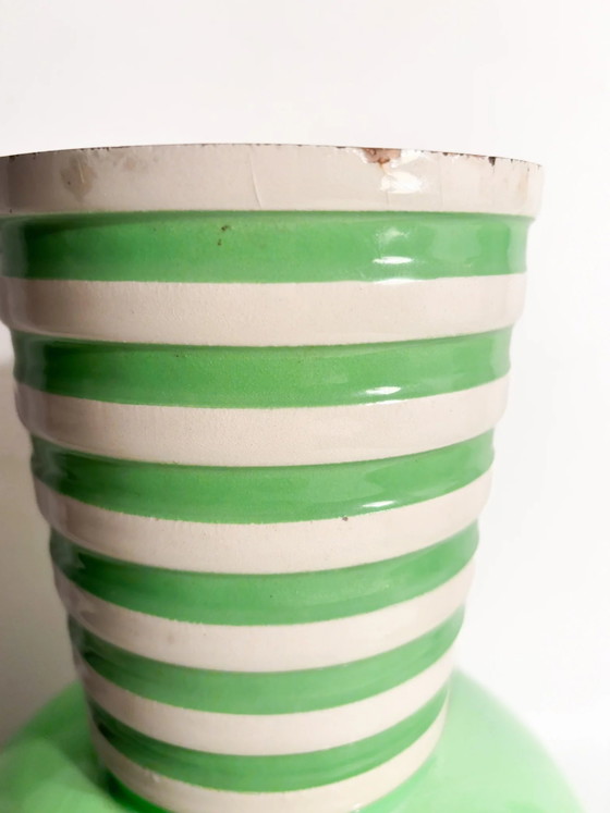 Vase sphérique en céramique verte Pucci Umbertide vintage des années 1940 avec bord évasé (photo 9 of 13)