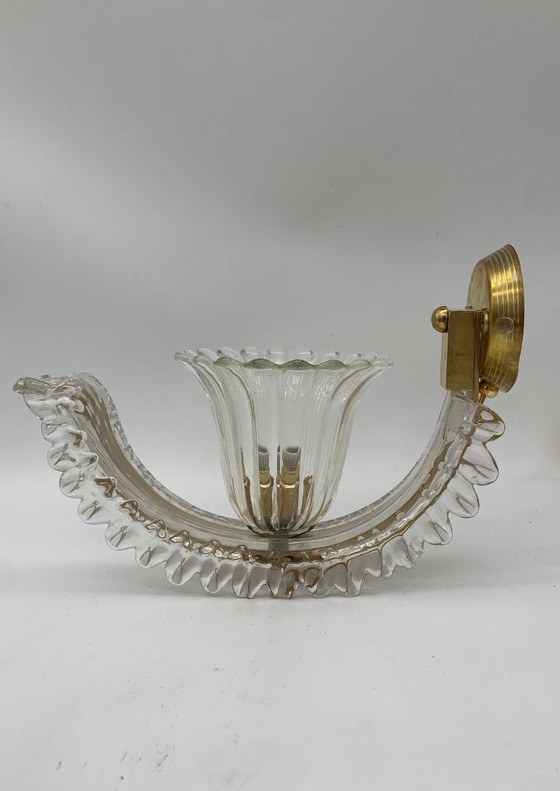 Image 1 of Paire d'appliques murales vintage en verre de Murano, fabriquées en Italie.